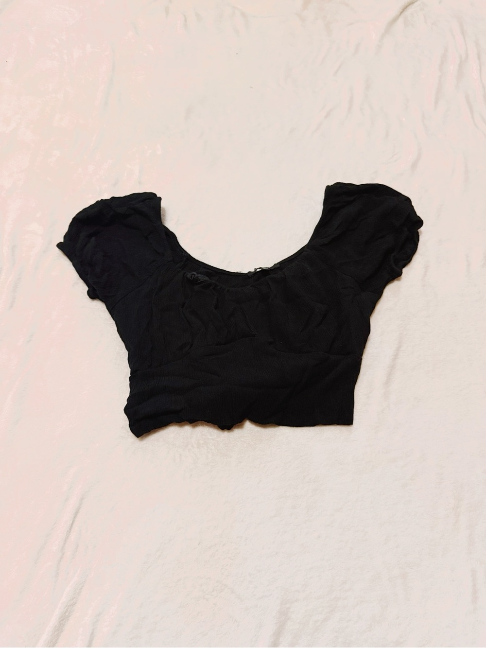 Ambiance Black Puff Sleeve Crop Top